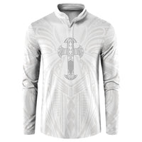 Samoa Christian Button Sweatshirt Rooted In Christ Polynesian Cross