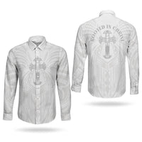 Samoa Christian Couples Matching Short Sleeve Bodycon Dress and Long Sleeve Button Shirt Rooted In Christ Polynesian Cross