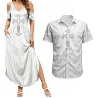 Samoa Christian Couples Matching Summer Maxi Dress and Hawaiian Shirt Rooted In Christ Polynesian Cross