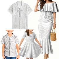 Samoa Christian Family Matching Mermaid Dress and Hawaiian Shirt Rooted In Christ Polynesian Cross