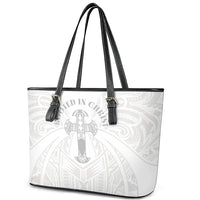 Samoa Christian Leather Tote Bag Rooted In Christ Polynesian Cross