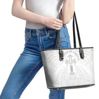 Samoa Christian Leather Tote Bag Rooted In Christ Polynesian Cross