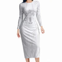Samoa Christian Long Sleeve Bodycon Dress Rooted In Christ Polynesian Cross