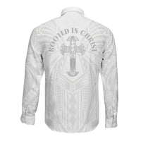 Samoa Christian Long Sleeve Button Shirt Rooted In Christ Polynesian Cross