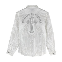 Samoa Christian Women Casual Shirt Rooted In Christ Polynesian Cross