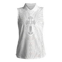 Samoa Christian Women Sleeveless Polo Shirt Rooted In Christ Polynesian Cross