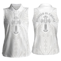 Samoa Christian Women Sleeveless Polo Shirt Rooted In Christ Polynesian Cross