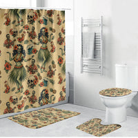 Hawaii Halloween Bathroom Set Spooky Tropical Hula Zombie