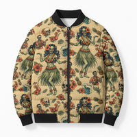 Hawaii Halloween Bomber Puffer Jacket Spooky Tropical Hula Zombie