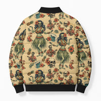 Hawaii Halloween Bomber Puffer Jacket Spooky Tropical Hula Zombie