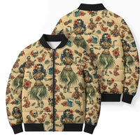 Hawaii Halloween Bomber Puffer Jacket Spooky Tropical Hula Zombie