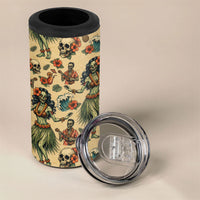 Hawaii Halloween 4 in 1 Can Cooler Tumbler Spooky Tropical Hula Zombie