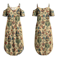 Hawaii Halloween Couples Matching Summer Maxi Dress and Hawaiian Shirt Spooky Tropical Hula Zombie