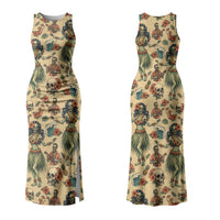Hawaii Halloween Couples Matching Tank Maxi Dress and Hawaiian Shirt Spooky Tropical Hula Zombie