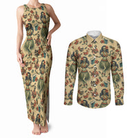 Hawaii Halloween Couples Matching Tank Maxi Dress and Long Sleeve Button Shirt Spooky Tropical Hula Zombie