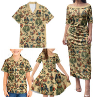 Hawaii Halloween Family Matching Puletasi and Hawaiian Shirt Spooky Tropical Hula Zombie