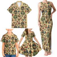 Hawaii Halloween Family Matching Tank Maxi Dress and Hawaiian Shirt Spooky Tropical Hula Zombie