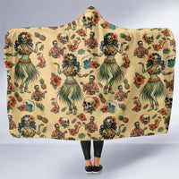 Hawaii Halloween Hooded Blanket Spooky Tropical Hula Zombie