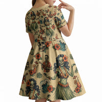 Hawaii Halloween Kid Short Sleeve Dress Spooky Tropical Hula Zombie