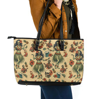 Hawaii Halloween Leather Tote Bag Spooky Tropical Hula Zombie