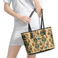Hawaii Halloween Leather Tote Bag Spooky Tropical Hula Zombie