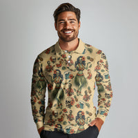 Hawaii Halloween Long Sleeve Polo Shirt Spooky Tropical Hula Zombie
