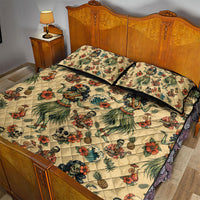 Hawaii Halloween Quilt Bed Set Spooky Tropical Hula Zombie