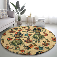 Hawaii Halloween Round Carpet Spooky Tropical Hula Zombie