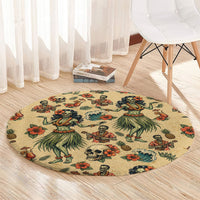 Hawaii Halloween Round Carpet Spooky Tropical Hula Zombie