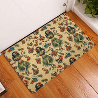 Hawaii Halloween Rubber Doormat Spooky Tropical Hula Zombie