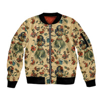 Hawaii Halloween Sleeve Zip Bomber Jacket Spooky Tropical Hula Zombie