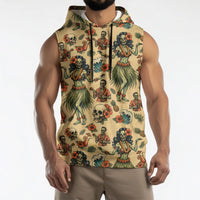 Hawaii Halloween Sleeveless Hoodie Spooky Tropical Hula Zombie