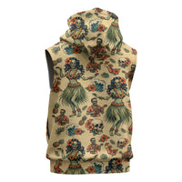 Hawaii Halloween Sleeveless Zip Hoodie Spooky Tropical Hula Zombie