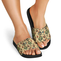 Hawaii Halloween Slide Sandals Spooky Tropical Hula Zombie