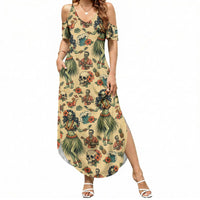 Hawaii Halloween Summer Maxi Dress Spooky Tropical Hula Zombie