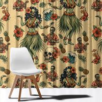 Hawaii Halloween Window Curtain Spooky Tropical Hula Zombie