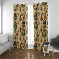 Hawaii Halloween Window Curtain Spooky Tropical Hula Zombie