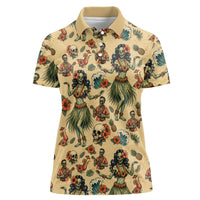 Hawaii Halloween Women Polo Shirt Spooky Tropical Hula Zombie