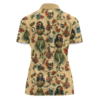 Hawaii Halloween Women Polo Shirt Spooky Tropical Hula Zombie
