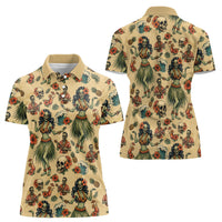 Hawaii Halloween Women Polo Shirt Spooky Tropical Hula Zombie