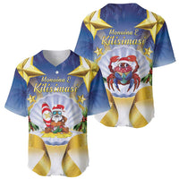 Niue Christmas Baseball Jersey Seashell Santa Beach Vibes - Polynesian Pride