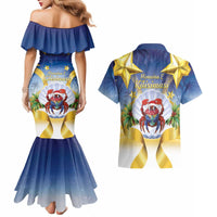 Niue Christmas Couples Matching Mermaid Dress and Hawaiian Shirt Seashell Santa Beach Vibes - Polynesian Pride