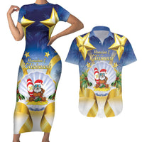 Niue Christmas Couples Matching Short Sleeve Bodycon Dress and Hawaiian Shirt Seashell Santa Beach Vibes - Polynesian Pride