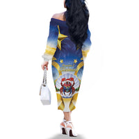 Niue Christmas Family Matching Off The Shoulder Long Sleeve Dress and Hawaiian Shirt Seashell Santa Beach Vibes - Polynesian Pride