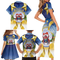 Niue Christmas Family Matching Short Sleeve Bodycon Dress and Hawaiian Shirt Seashell Santa Beach Vibes - Polynesian Pride