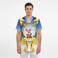 Niue Christmas Scrub Top Seashell Santa Beach Vibes - Polynesian Pride