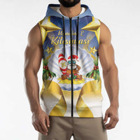 Niue Christmas Sleeveless Zip Hoodie Seashell Santa Beach Vibes - Polynesian Pride