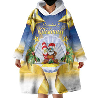Niue Christmas Wearable Blanket Hoodie Seashell Santa Beach Vibes - Polynesian Pride
