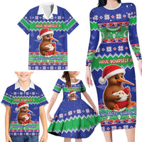 New Zealand Christmas Family Matching Long Sleeve Bodycon Dress and Hawaiian Shirt Have Yourself A Kiwi-tastic Christmas - Polynesian Pride