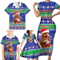 New Zealand Christmas Family Matching Short Sleeve Bodycon Dress and Hawaiian Shirt Have Yourself A Kiwi-tastic Christmas - Polynesian Pride